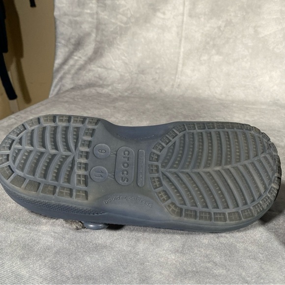 CROCS Clog Shoes Unisex Blue Mens 9 Womens 11 Fleece Lined Back Strap - Picture 9 of 11